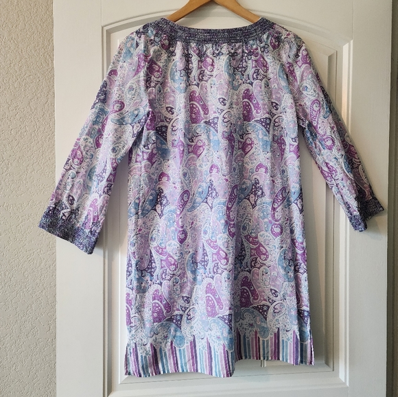 Calypso Purple and Blue Paisley Cotton Cover Up - Picture 7 of 10